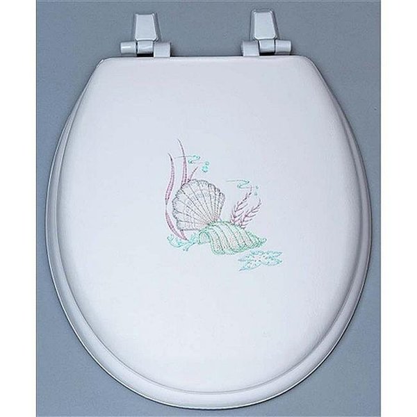 Centoco Manufacturing Corporation Centoco HPS20SS-001 Sea Shell Embroidered Soft Vinyl Toilet Seat HPS20SS-001